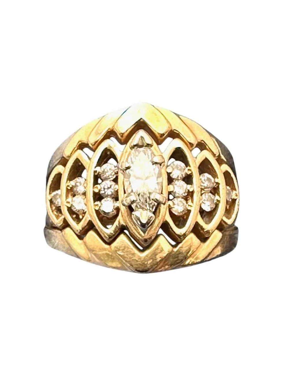Vintage 14K Gold Diamond Cluster Ring Size 6.5